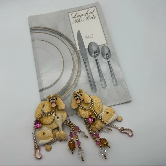Lunch at the Ritz “Babette & Suzette” Poodle Earrings - Picture 6 of 9